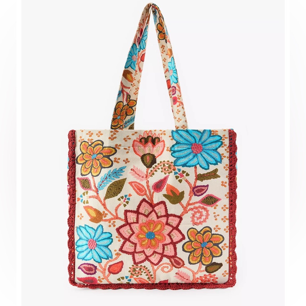 Floral Embroidered Tote Bag - Multicolor Zara